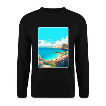 Insel Pag Kroatien Vintage Reiseplakat Souvenir - Unisex Pullover - Schwarz - Vorne - Alina (178cm) & Michal (187cm)