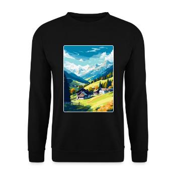 Zell am Ziller Österreich Vintage Reiseposter WPA - Unisex Pullover - Schwarz - Vorne - Alina (178cm) & Michal (187cm)