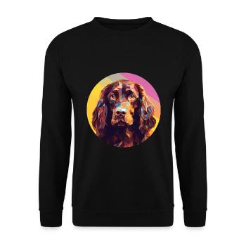 Boykin Spaniel Hunderasse Aquarell Illustration - Unisex Pullover - Schwarz - Vorne - Alina (178cm) & Michal (187cm)