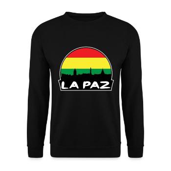 La Paz Bolivien Flagge Skyline Silhouette Reisen - Unisex Pullover - Schwarz - Vorne - Alina (178cm) & Michal (187cm)
