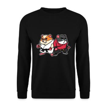 Freches Meerschweinchen Nagetier - Unisex Pullover - Schwarz - Vorne - Alina (178cm) & Michal (187cm)