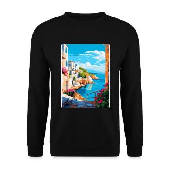 Rhodes Grèce Vintage Voyage Poster WPA Souvenir - Sweat-shirt Unisexe - noir - Devant - Alina (178cm) & Michal (187cm)