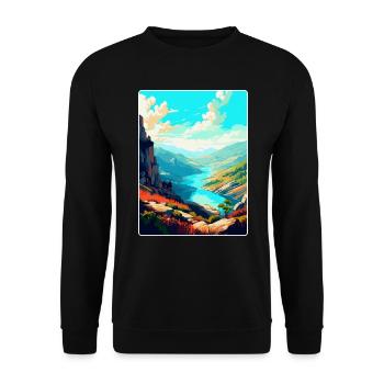 Geres Nationalpark Portugal Vintage Reiseplakat - Unisex Pullover - Schwarz - Vorne - Alina (178cm) & Michal (187cm)