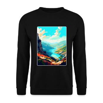 Geres Nationalpark Portugal Vintage Reiseplakat - Unisex Pullover - Schwarz - Vorne - Alina (178cm) & Michal (187cm)