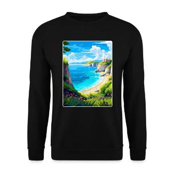 Zakynthos Griechenland Vintage Reiseplakat Souvenir - Unisex Pullover - Schwarz - Vorne - Alina (178cm) & Michal (187cm)