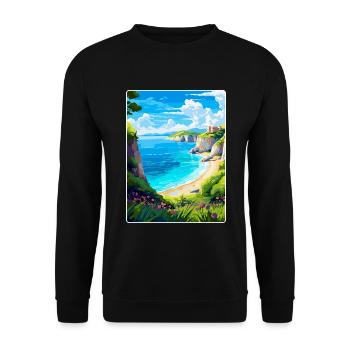 Zakynthos Greece Vintage Travel Poster Souvenir - Unisex Sweatshirt - black - Front - Alina (178cm) & Michal (187cm)