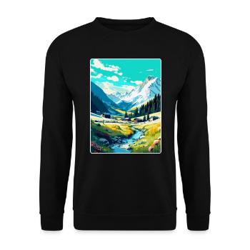 Arosa Schweiz Vintage Reiseplakat Souvenir - Unisex Pullover - Schwarz - Vorne - Alina (178cm) & Michal (187cm)