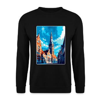 Middelburg Niederlande Vintage Reiseplakat WPA - Unisex Pullover - Schwarz - Vorne - Alina (178cm) & Michal (187cm)