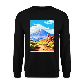 Teide Nationalpark Spanien Vintage Reiseplakat - Unisex Pullover - Schwarz - Vorne - Alina (178cm) & Michal (187cm)