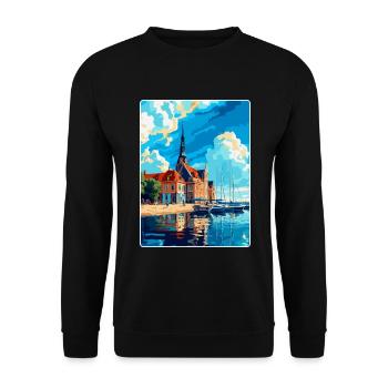 Rostock Allemagne Affiche de voyage vintage Souvenir WPA - Sweat-shirt Unisexe - noir - Devant - Alina (178cm) & Michal (187cm)