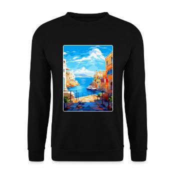 Heraklion Greece Vintage Travel Poster Souvenir - Unisex Sweatshirt - black - Front - Alina (178cm) & Michal (187cm)