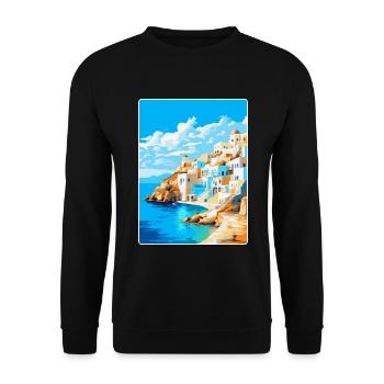 Karpathos Grèce Affiche de voyage vintage souvenir - Sweat-shirt Unisexe - noir - Devant - Alina (178cm) & Michal (187cm)