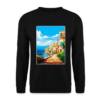 Heraklion Greece Vintage Travel Poster Souvenir - Unisex Sweatshirt - black - Front - Alina (178cm) & Michal (187cm)