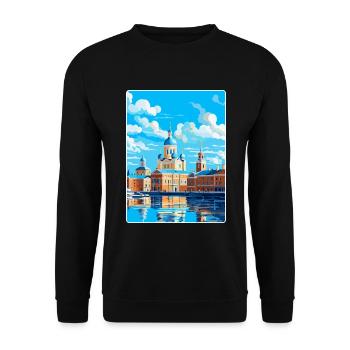 Helsinki Finland Vintage Travel Poster Souvenir - Unisex Sweatshirt - black - Front - Alina (178cm) & Michal (187cm)