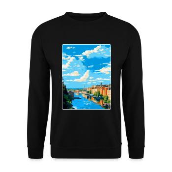 Tampere Finnland Vintage Reiseplakat Souvenir WPA - Unisex Pullover - Schwarz - Vorne - Alina (178cm) & Michal (187cm)