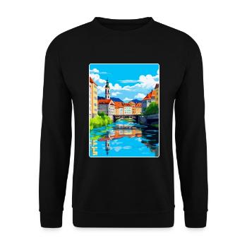 Ljubljana Slovénie Affiche de voyage vintage souvenir - Sweat-shirt Unisexe - noir - Devant - Alina (178cm) & Michal (187cm)
