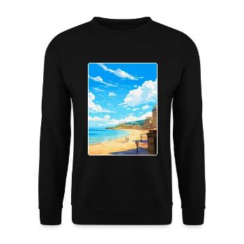 Saint Malo France Poster de voyage vintage souvenir - Sweat-shirt Unisexe - noir - Devant - Alina (178cm) & Michal (187cm)