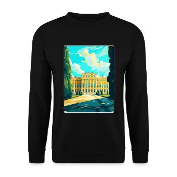 Schonbrunn Palace Austria Vintage Travel Poster - Unisex Sweatshirt - black - Front - Alina (178cm) & Michal (187cm)