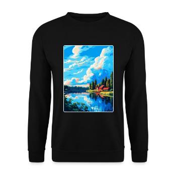 Falun Sweden Vintage Travel Poster WPA Souvenir - Unisex Sweatshirt - black - Front - Alina (178cm) & Michal (187cm)