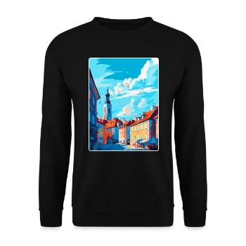 Olsztyn Polen Vintage Reiseplakat Souvenir WPA - Unisex Pullover - Schwarz - Vorne - Alina (178cm) & Michal (187cm)