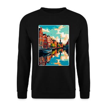 Leeuwarden Niederlande Vintage Reiseplakat WPA - Unisex Pullover - Schwarz - Vorne - Alina (178cm) & Michal (187cm)