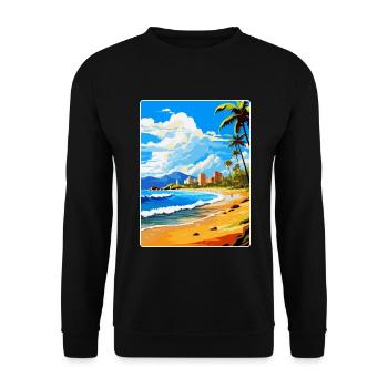 Playa De Las Americas Spanien Vintage Reiseplakat - Unisex Pullover - Schwarz - Vorne - Alina (178cm) & Michal (187cm)