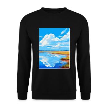 Niedersächsisches Wattenmeer Deutschland Vintage Reiseplakat - Unisex Pullover - Schwarz - Vorne - Alina (178cm) & Michal (187cm)
