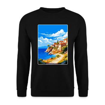 Mani Halbinsel Griechenland Vintage Reiseposter WPA - Unisex Pullover - Schwarz - Vorne - Alina (178cm) & Michal (187cm)