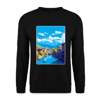 Sarajevo Bosnie-Herzégovine Affiche de voyage vintage - Sweat-shirt Unisexe - noir - Devant - Alina (178cm) & Michal (187cm)