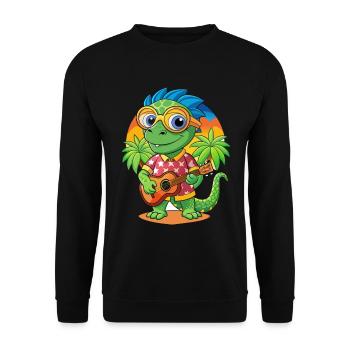 Lustige Chamäleon Cartoon Sommer Strand Sonnenbrille - Unisex Pullover - Schwarz - Vorne - Alina (178cm) & Michal (187cm)