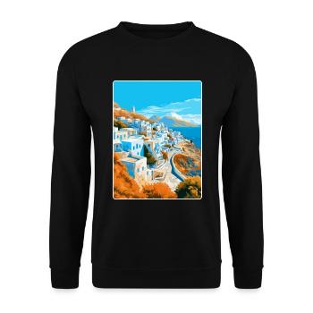 Ios Greece Vintage Travel Poster Souvenir Souvenir - Unisex Sweatshirt - black - Front - Alina (178cm) & Michal (187cm)