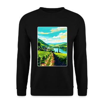 Affiche de voyage vintage de la vallée de la Moselle en Allemagne WPA - Sweat-shirt Unisexe - noir - Devant - Alina (178cm) & Michal (187cm)