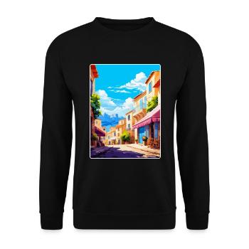 Cassis France Affiche de voyage vintage WPA Souvenir - Sweat-shirt Unisexe - noir - Devant - Alina (178cm) & Michal (187cm)