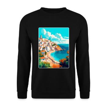 Ibiza Spain Vintage Travel Poster WPA Art Souvenir - Unisex Sweatshirt - black - Front - Alina (178cm) & Michal (187cm)