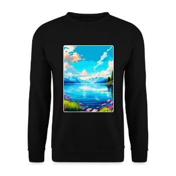 Lac Léman Suisse France Affiche de voyage WPA - Sweat-shirt Unisexe - noir - Devant - Alina (178cm) & Michal (187cm)