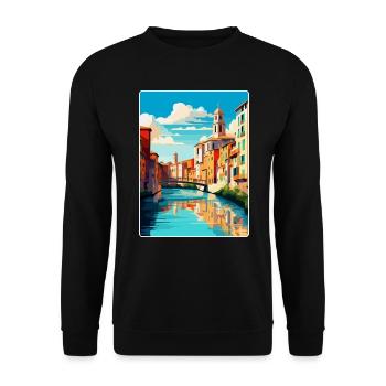 Girona Spanien Vintage Reiseposter WPA Souvenir - Unisex Pullover - Schwarz - Vorne - Alina (178cm) & Michal (187cm)