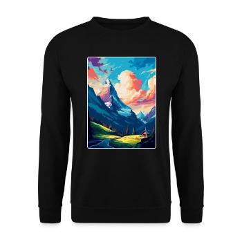 Grindelwald Schweiz Vintage Reiseposter WPA - Unisex Pullover - Schwarz - Vorne - Alina (178cm) & Michal (187cm)