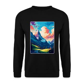 Grindelwald Schweiz Vintage Reiseposter WPA - Unisex Pullover - Schwarz - Vorne - Alina (178cm) & Michal (187cm)