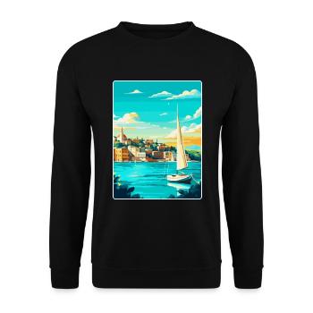 Ibiza Spain Vintage Travel Poster WPA Art Souvenir - Unisex Sweatshirt - black - Front - Alina (178cm) & Michal (187cm)