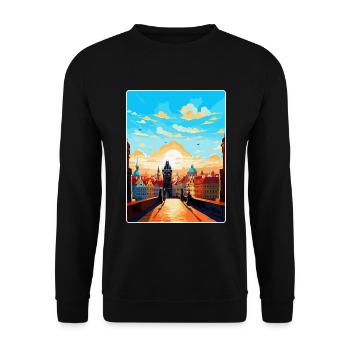 Prague Czech Republic Vintage Travel Poster WPA - Unisex Sweatshirt - black - Front - Alina (178cm) & Michal (187cm)