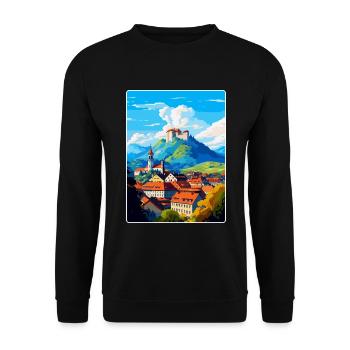 Ljubljana Slovénie Affiche de voyage vintage souvenir - Sweat-shirt Unisexe - noir - Devant - Alina (178cm) & Michal (187cm)