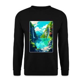 Nationalpark Plitvicer Seen Kroatien Reiseplakat - Unisex Pullover - Schwarz - Vorne - Alina (178cm) & Michal (187cm)
