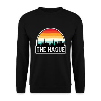 Den Haag Niederlande Flagge Skyline Reisesouvenir - Unisex Pullover - Schwarz - Vorne - Alina (178cm) & Michal (187cm)