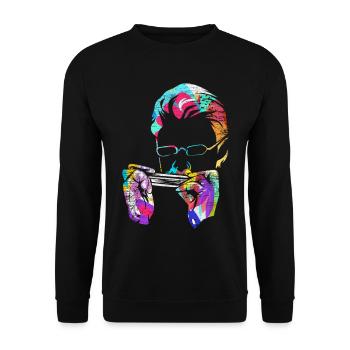 Schwingende Mundharmonika Bluesband - Unisex Pullover - Schwarz - Vorne - Alina (178cm) & Michal (187cm)