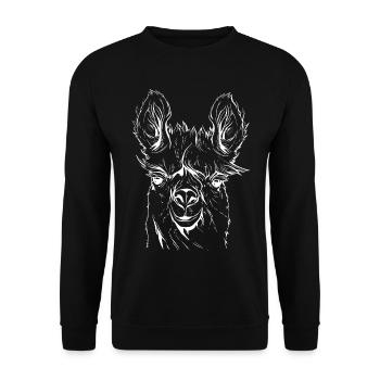 Lama Alpaka Strichzeichnung - Unisex Pullover - Schwarz - Vorne - Alina (178cm) & Michal (187cm)