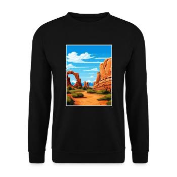 Arches National Park Utah Vintage Reiseposter - Unisex Pullover - Schwarz - Vorne - Alina (178cm) & Michal (187cm)