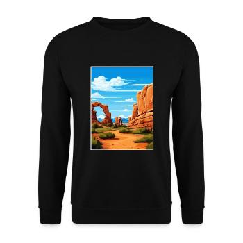 Arches National Park Utah Vintage Reiseposter - Unisex Pullover - Schwarz - Vorne - Alina (178cm) & Michal (187cm)