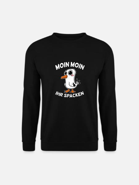 Freche Möwe Moin Moin Ihr Spacken Nordsee Ostsee - Unisex Pullover - Schwarz