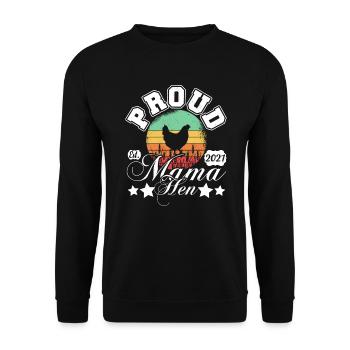 Stolze Mama-Henne Retro-Sonnenkreis - Unisex Pullover - Schwarz - Vorne - Alina (178cm) & Michal (187cm)