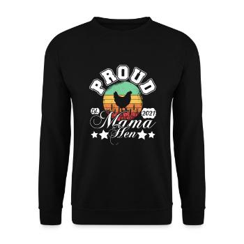 Stolze Mama-Henne Retro-Sonnenkreis - Unisex Pullover - Schwarz - Vorne - Alina (178cm) & Michal (187cm)